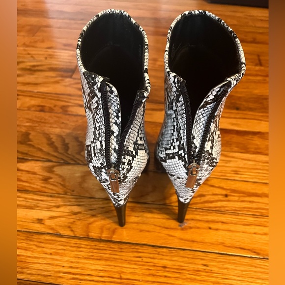 Black and Snake Print Ankle Boots - Picture 3 of 3